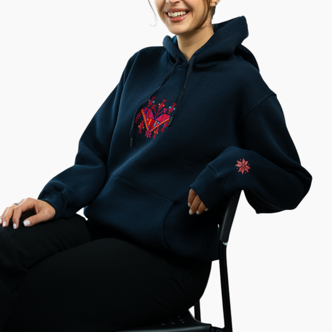 Qiladet Ghazzeh Navy Hoodie (Gaza’s Necklace)