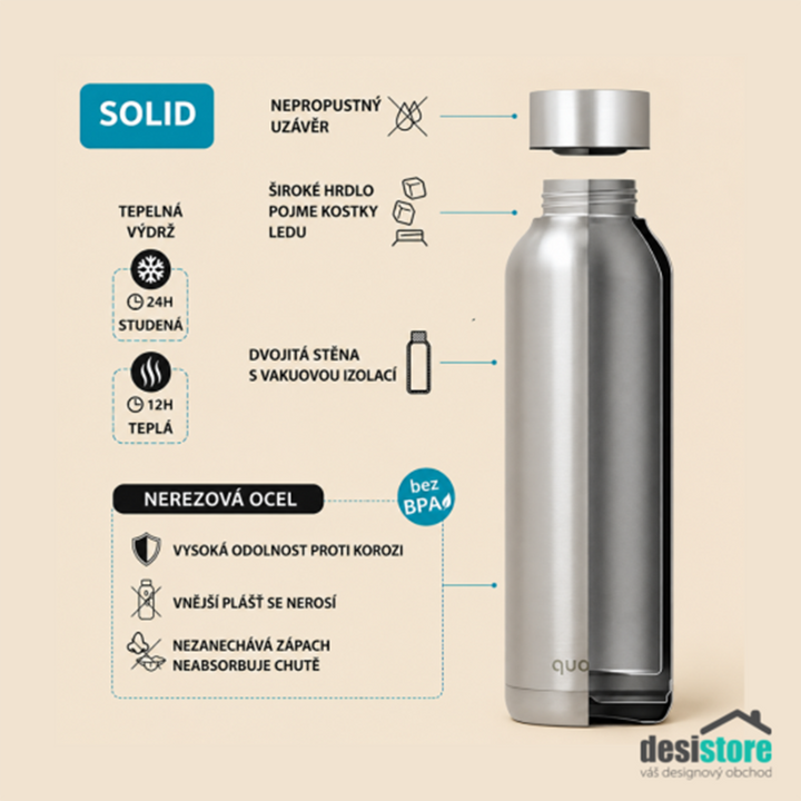 Quokka Thermal Stainless Steel Bottle Solid With Strap  630 ML