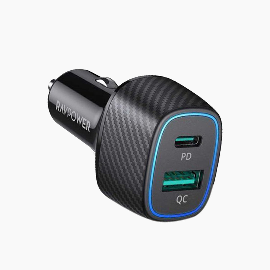 RAVPOWER Car Charger 60W Dual Port QC24W &amp; PD36W