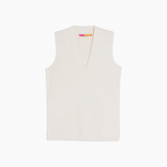 Vilagallo Raw Knit Top With V-neck