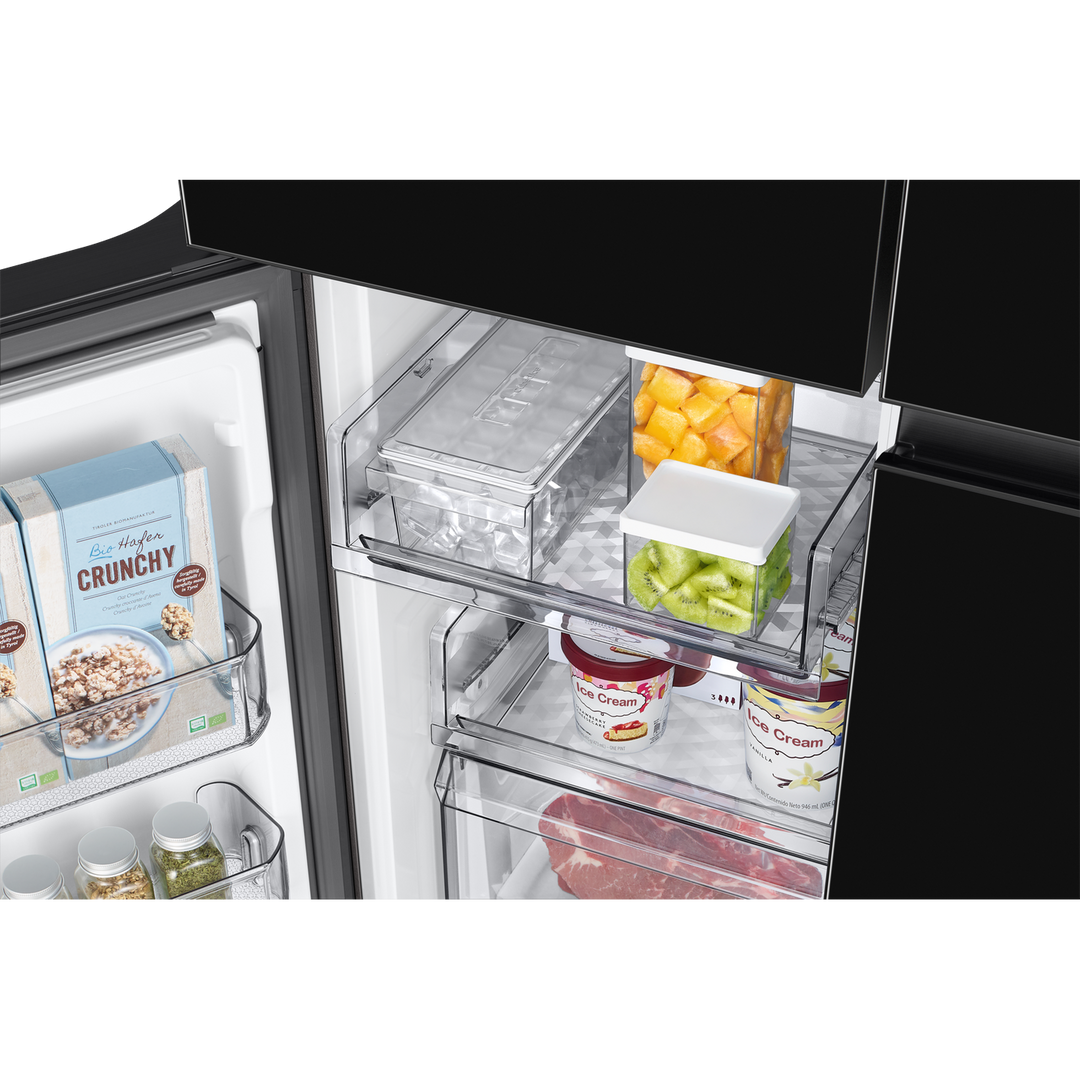 Samsung Bespoke T Style Black Glass French Door Refrigerator, 602L