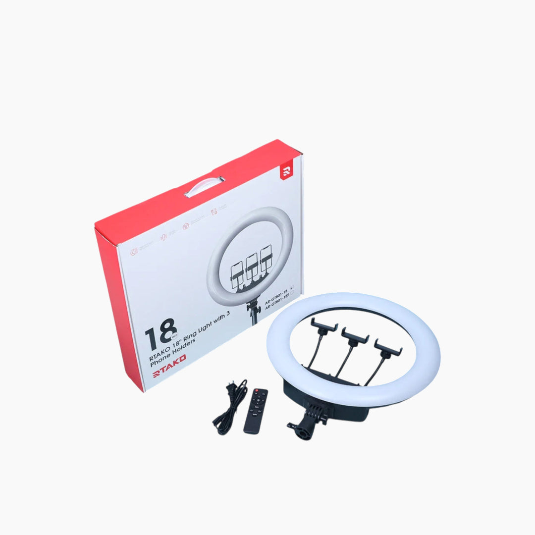 RTAKO ring light with three phone holders and remote control