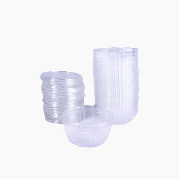 Plastic Containers Round Clear Ripple with Lid 50 Pcs