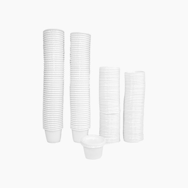 White Plastic Sauce Containers with Lid 1 oz 30 cc 100 Pcs
