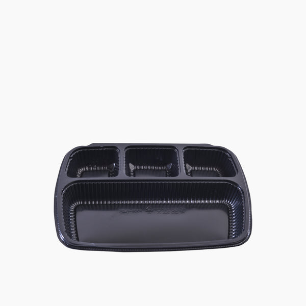 Plastic Containers Rectangle PP Black without Lid 4 Parts 32 oz