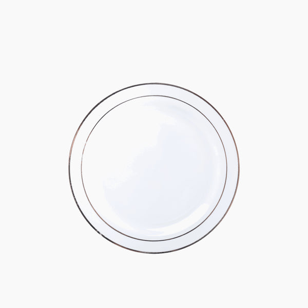 Plastic Plates Round White 19 cm with Silver Line VIP
