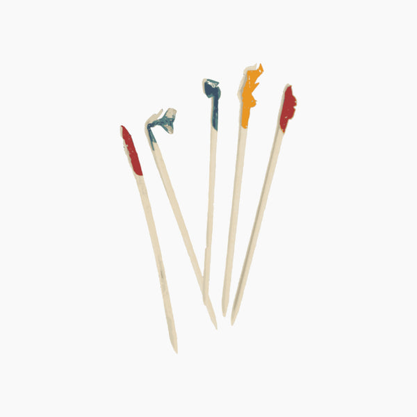 Wooden Picks with Colored Straps Large 10 cm 100 Pcs