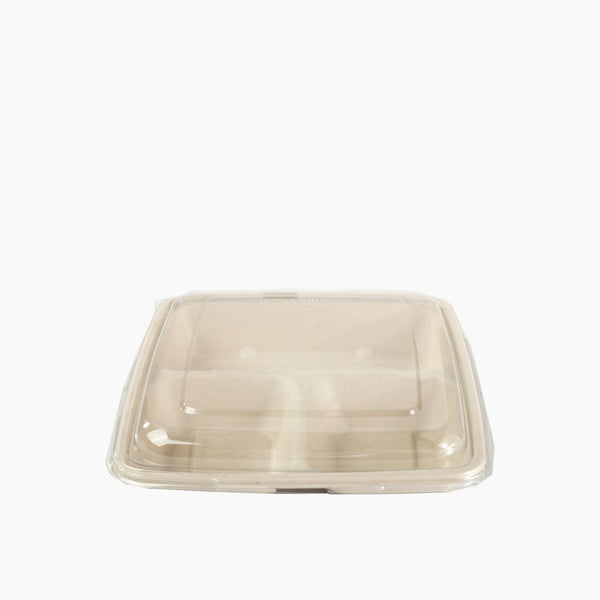 Square Microwave Compostable Container 3 partitions with Lid