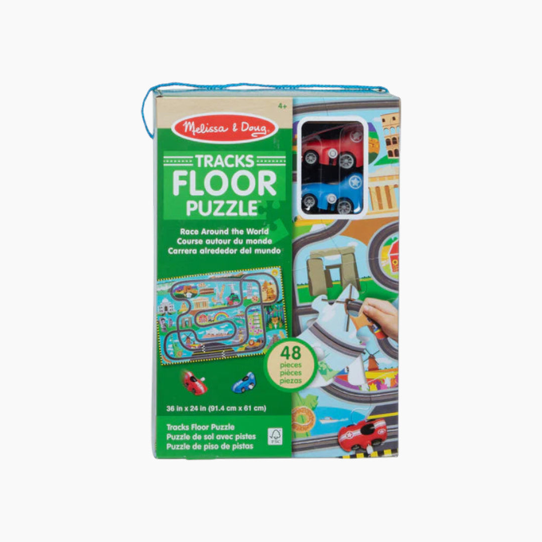Melissa &amp; Doug Race Around the World Tracks Floor Puzzle (48 pcs)