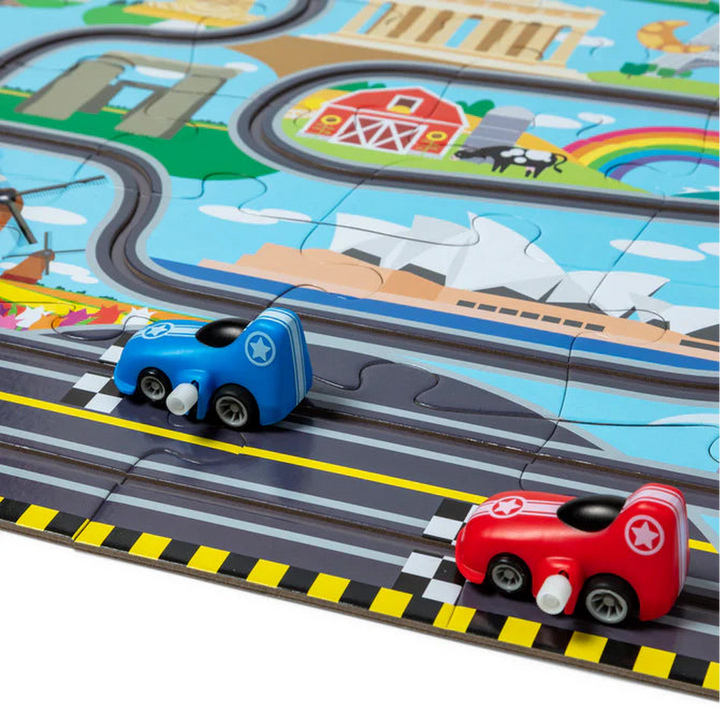 Melissa &amp; Doug Race Around the World Tracks Floor Puzzle (48 pcs)