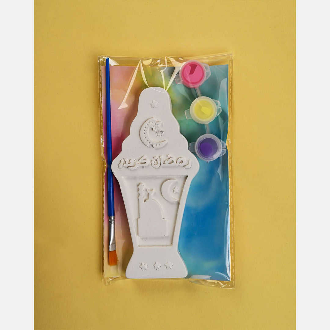 Wenzo Ramadan crafts box with sadaqa box, bookmark, paints, stickers, prayer tracker, banner, and beads