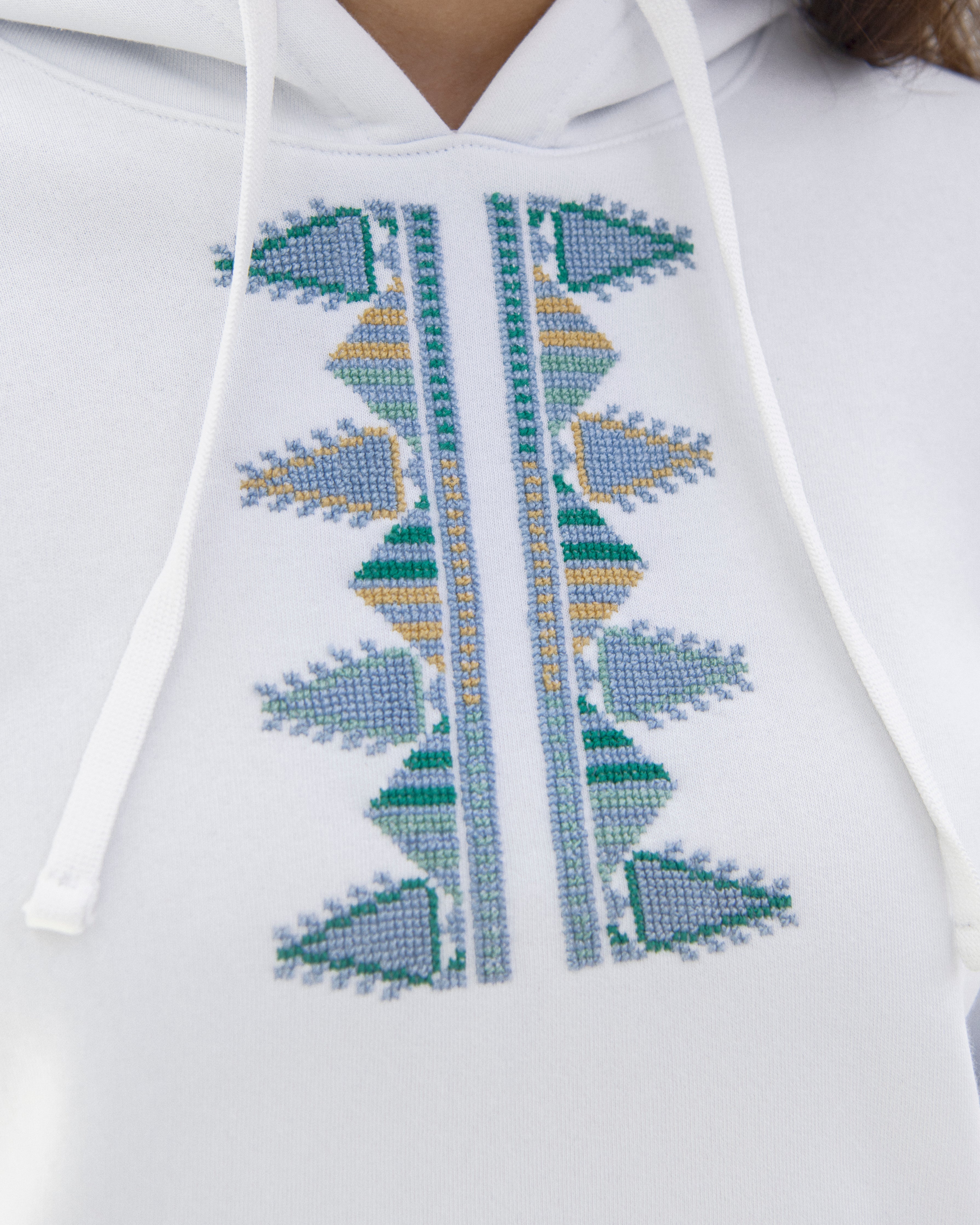 Ramz Embroidery Jaffa White Embroidered Zip-Up Hoodie Ramz Embroidery Jaffa White Embroidered Zip-Up Hoodie