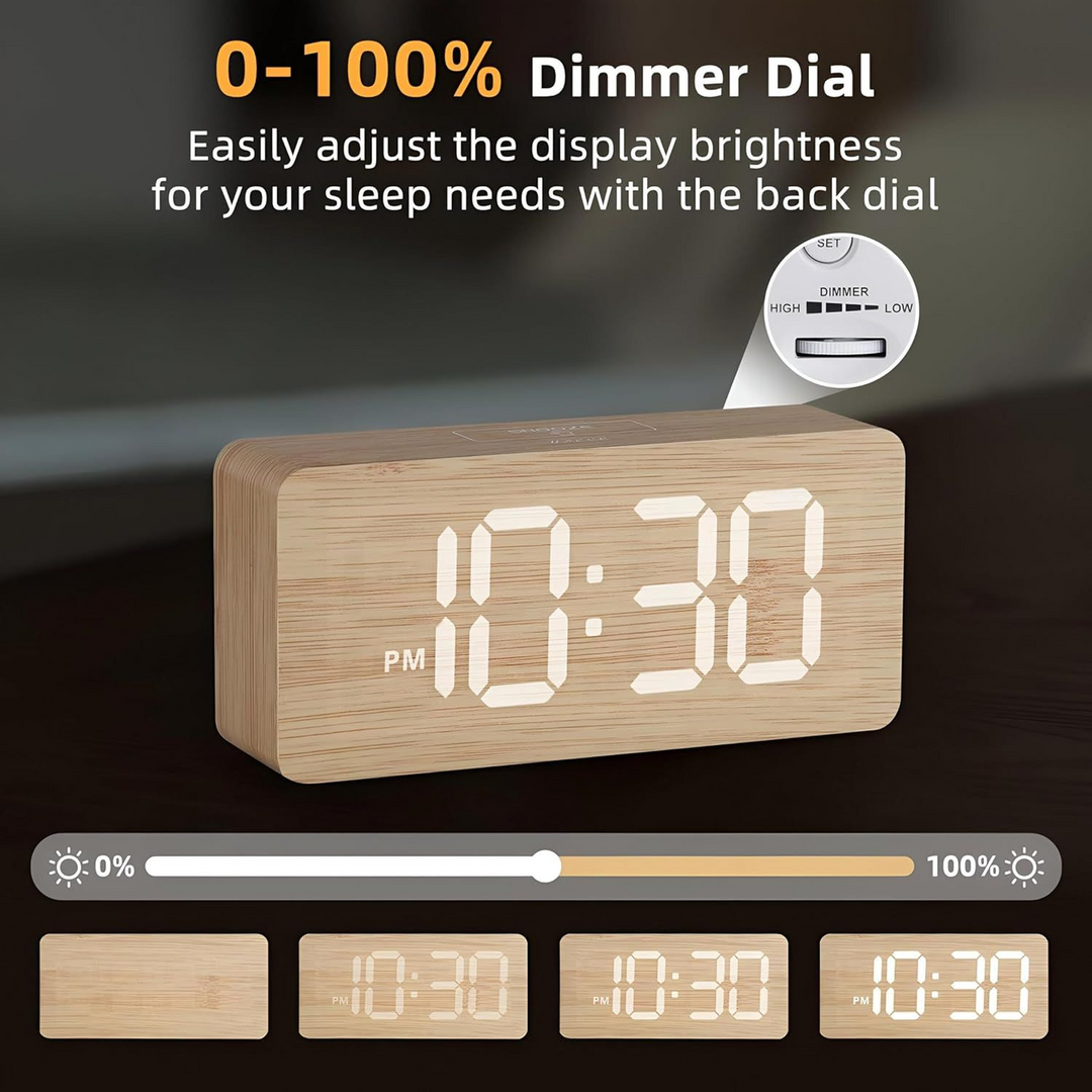 Generic Rechargeable Wooden LED Clock