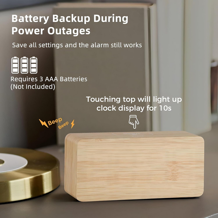 Generic Rechargeable Wooden LED Clock