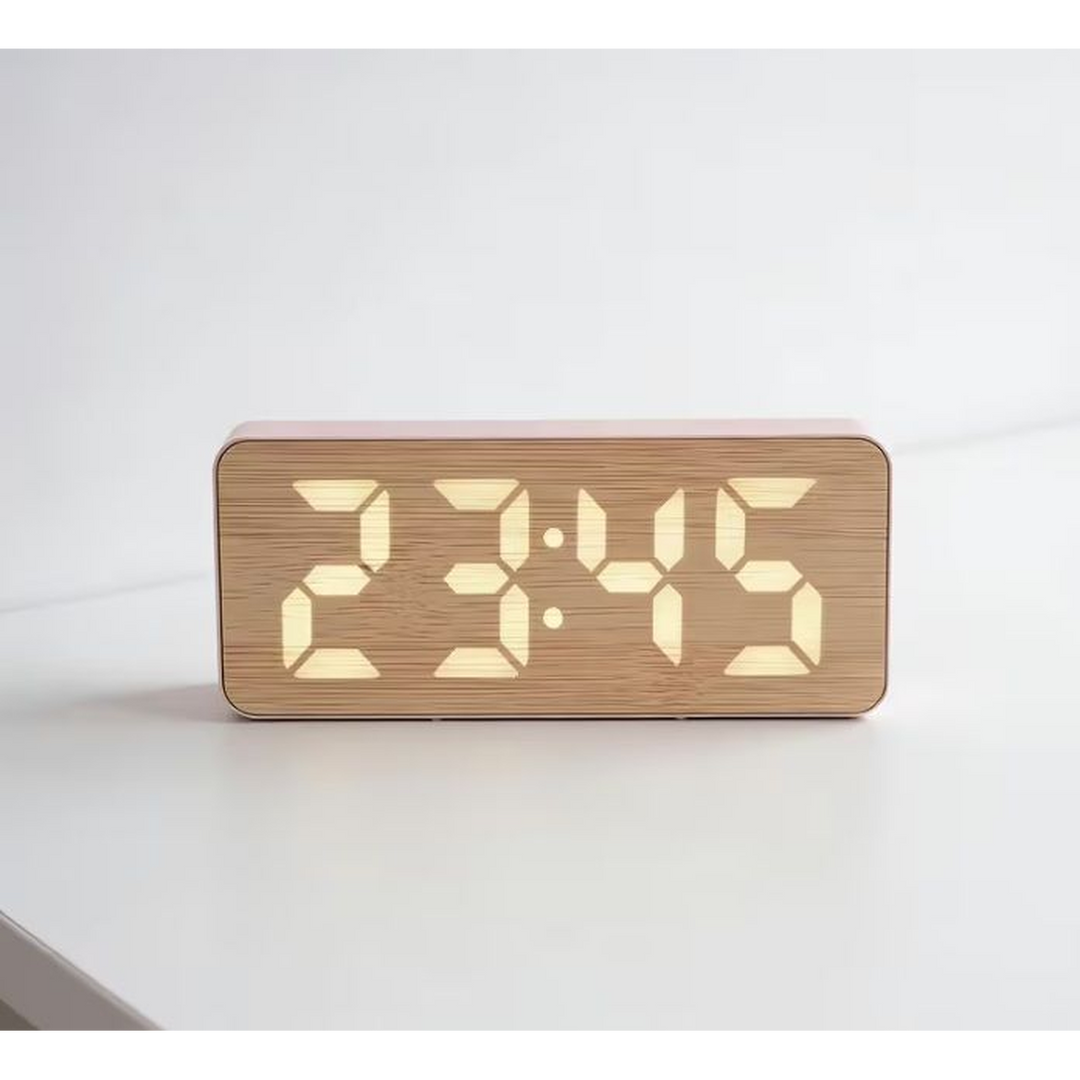 Generic Rechargeable Wooden LED Clock