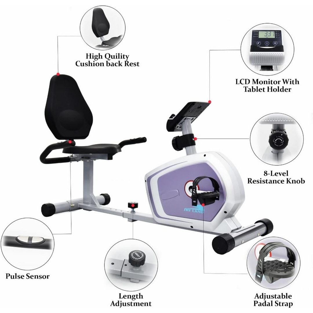 SKY LAND Recumbent Desk &amp; Floor Bike with Backrest