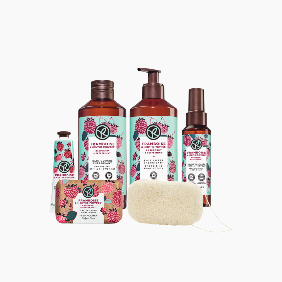 Yves Rocher Refreshing Raspberry Mint Bath &amp; Body Set - 6 Pieces