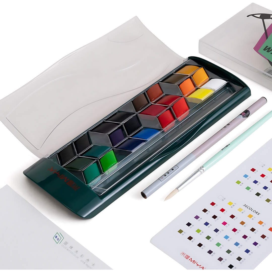 Miya Himi Rhombus Solid Watercolor Kits 36-color set in green box