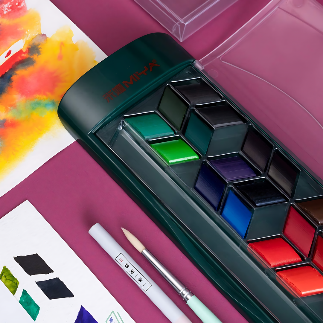 Miya Himi Rhombus Solid Watercolor Kits 36-color set in green box
