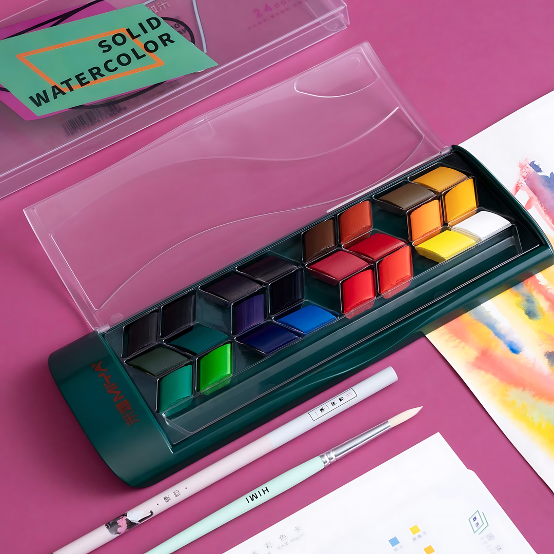 Miya Himi Rhombus Solid Watercolor Kits 36-color set in green box