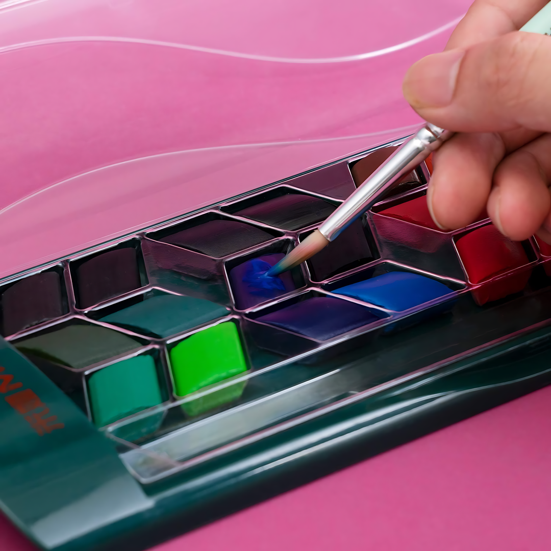 Miya Himi Rhombus Solid Watercolor Kits 36-color set in green box