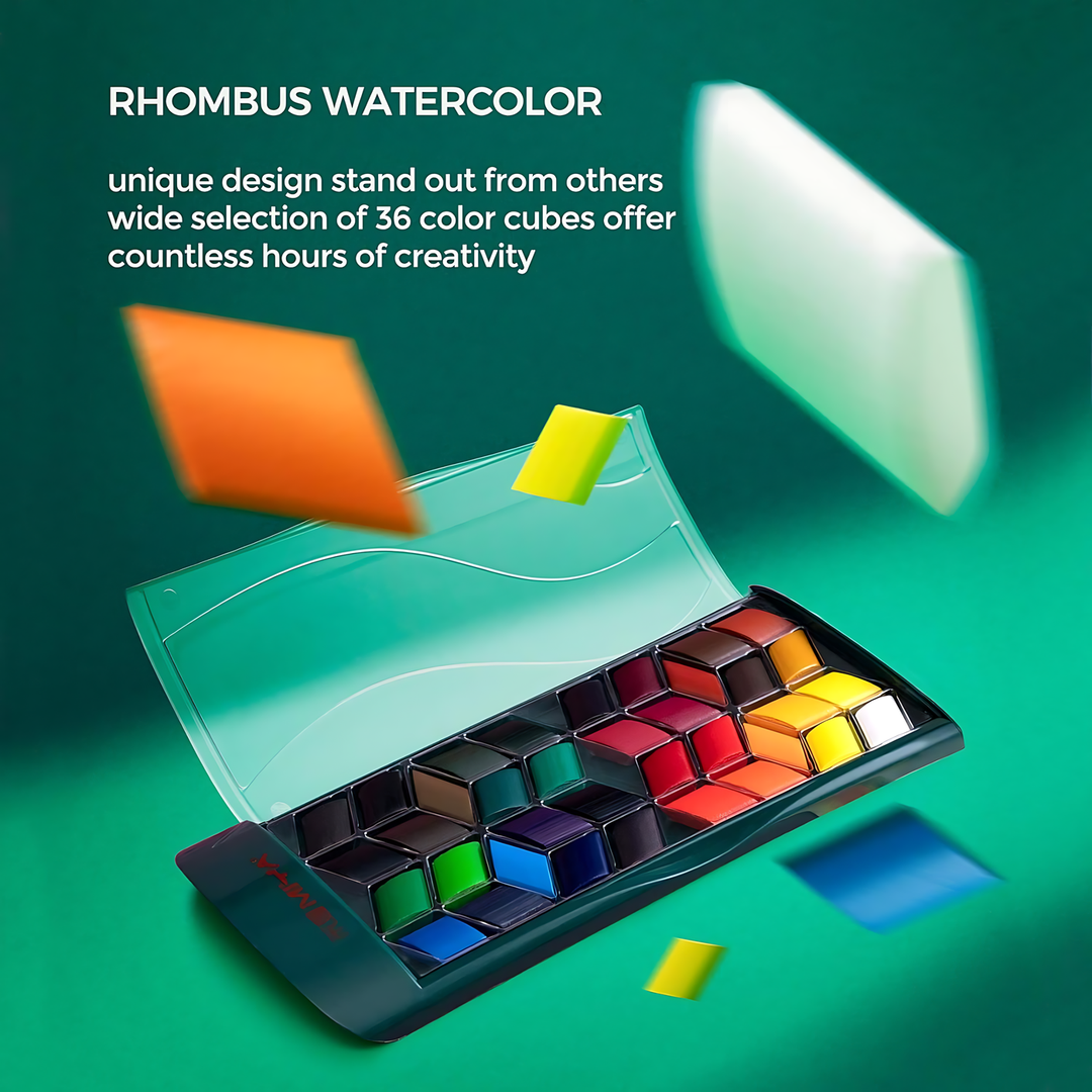 Miya Himi Rhombus Solid Watercolor Kits 36-color set in green box