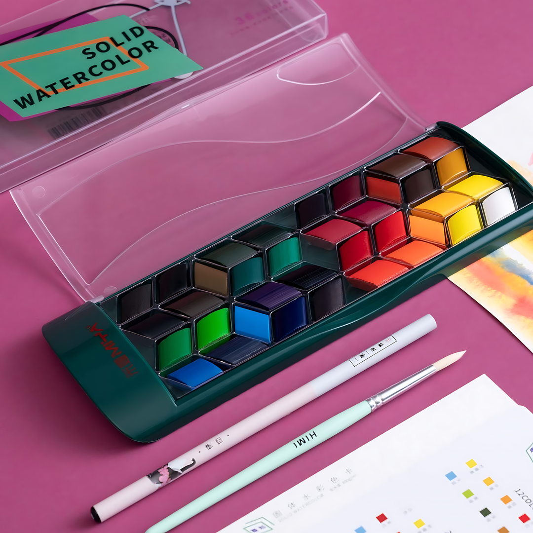 Miya Himi Rhombus Solid Watercolor Kits 36-color set in green box