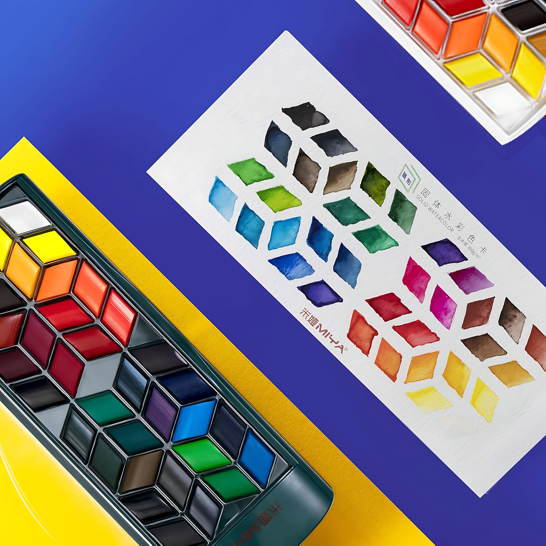Miya Himi Rhombus Solid Watercolor Kits 36-color set in green box