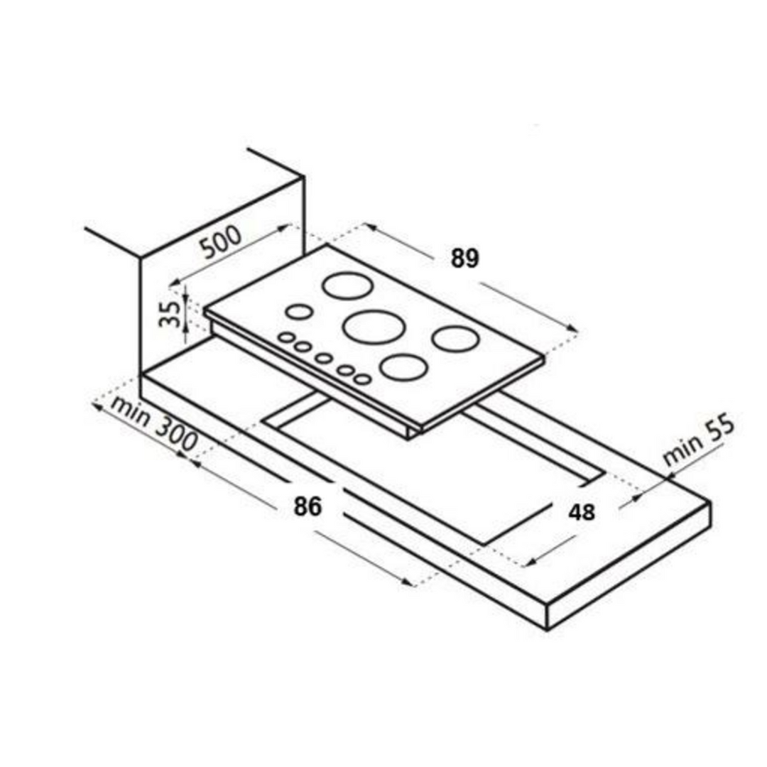 G3 FERRARI 90cm Hob 5 Burners Steel