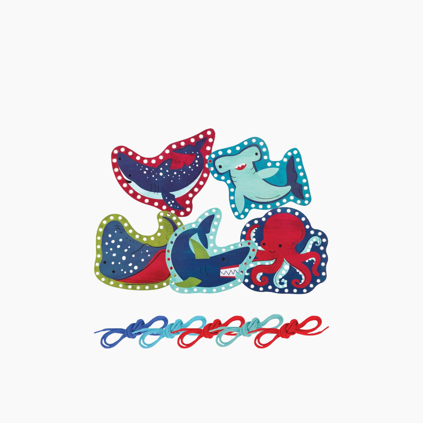 Stephen Joseph Dino lacing cards with coordinating colored laces