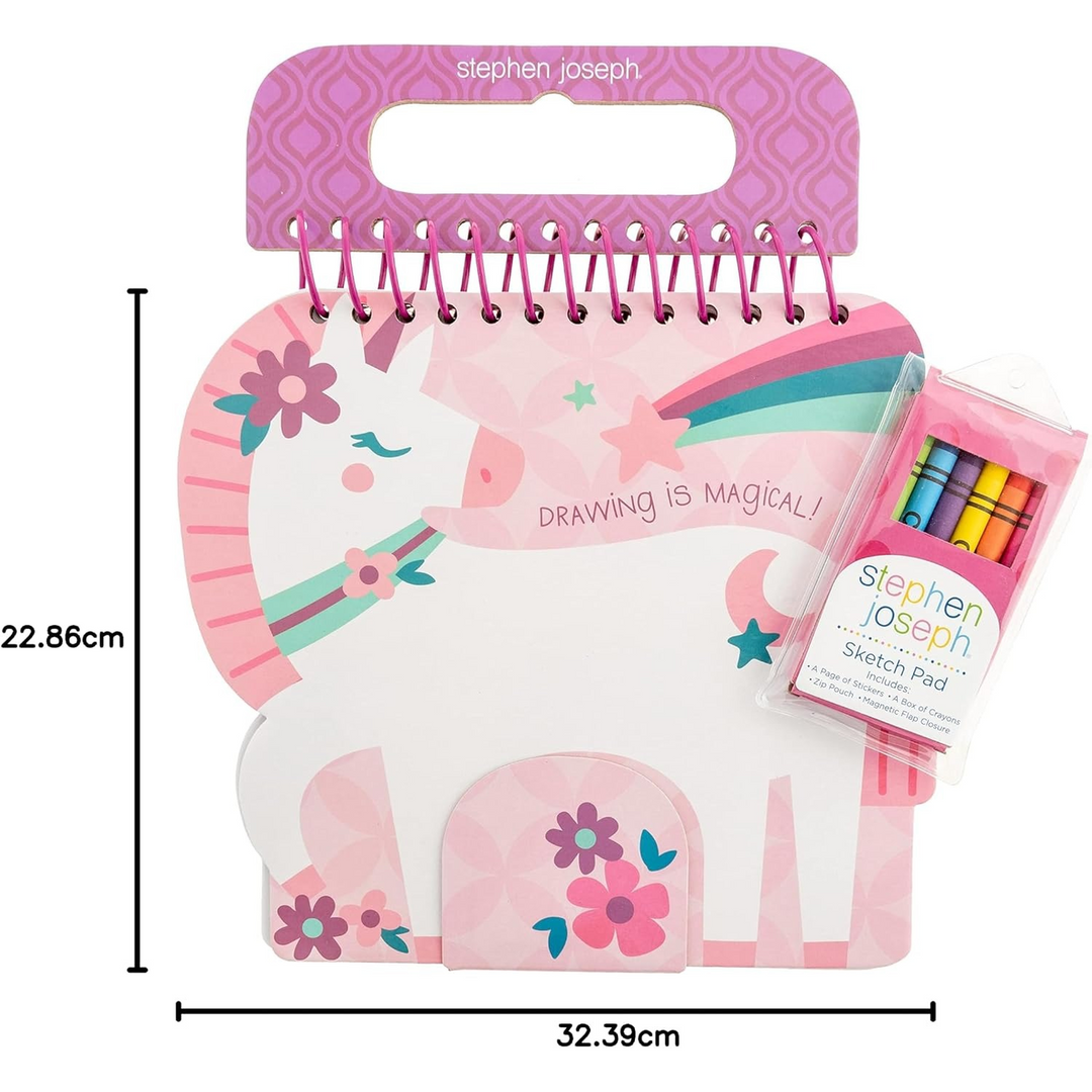 Stephen Joseph shaped sketch pad with unicorn design
