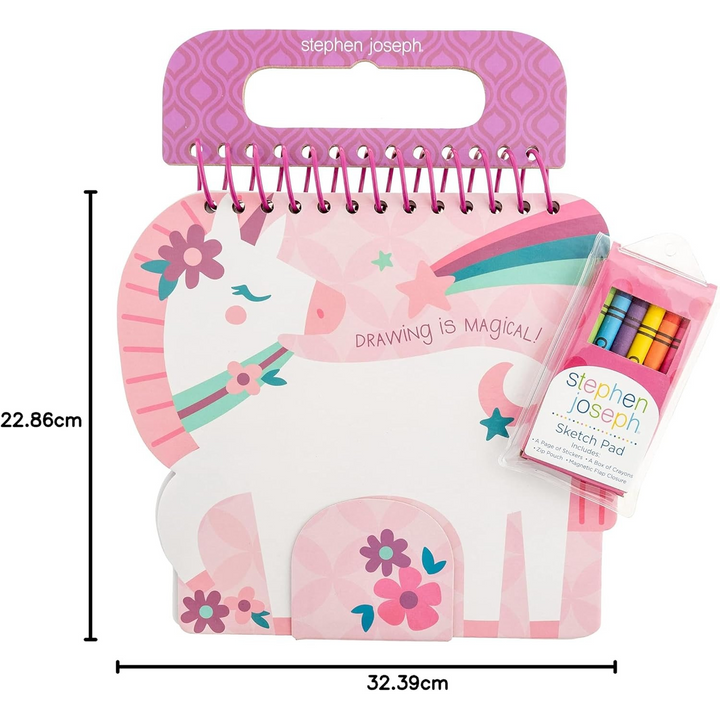 Stephen Joseph shaped sketch pad with unicorn design