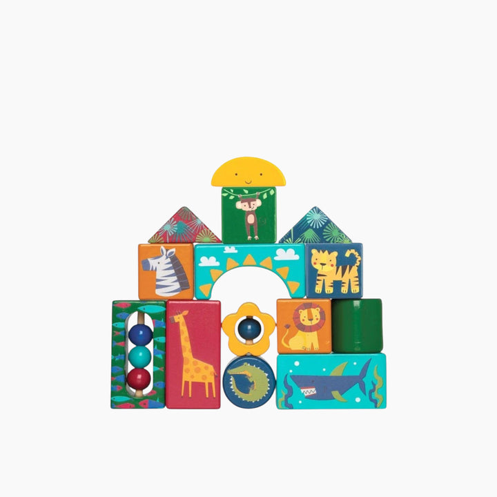 Stephen Joseph 14-piece wooden block set with cards