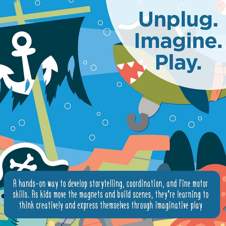 Stephen Joseph magnetic play set with 44 shark-themed pieces.