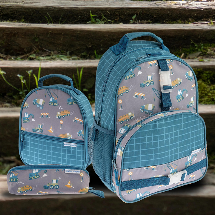 Stephen Joseph construction print backpack with padded straps