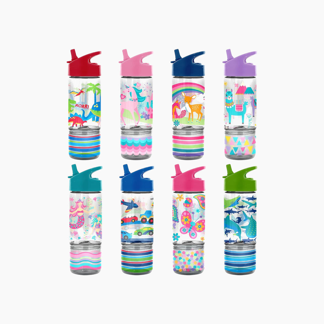 Stephen Joseph Flip Top Bottles With Snack Container Water Bottles