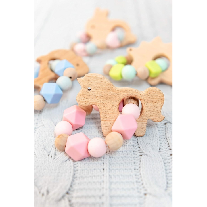 Stephen Joseph silicone and beech wood teether