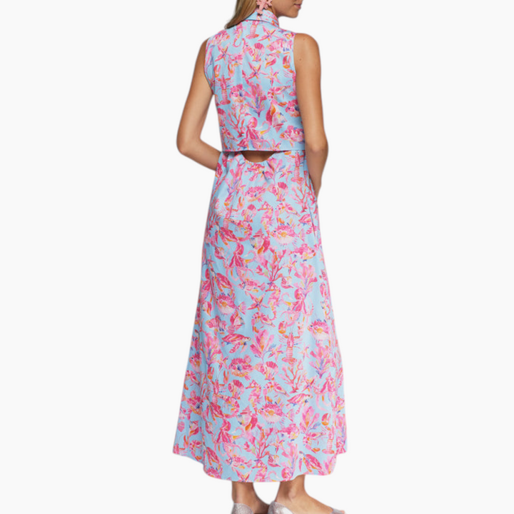 Vilagallo Sleeveless tie dress under the sea print