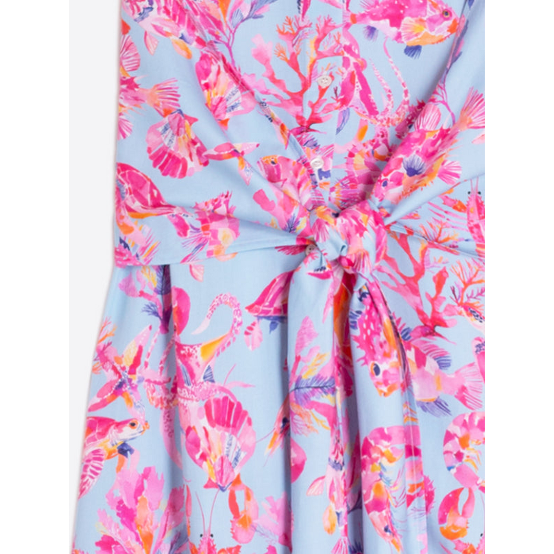 Vilagallo Sleeveless tie dress under the sea print