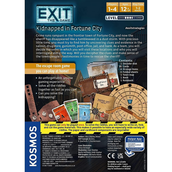 Kosmos Exit: Kidnapped In Fortune City escape room board game