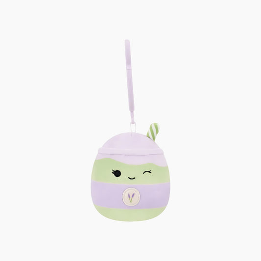 JAZWARES Squishmallows- Clip-On Little Plush 3.5" Latchmi the Lavender Matcha Latte