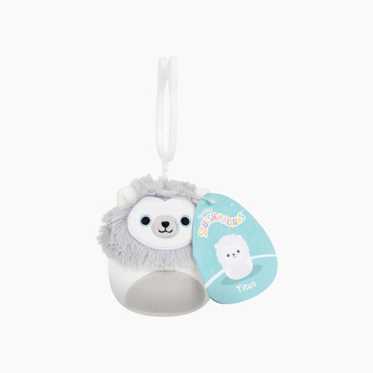 JAZWARES Squishmallows- Clip-On Little Plush 3.5" Titus the White Lion