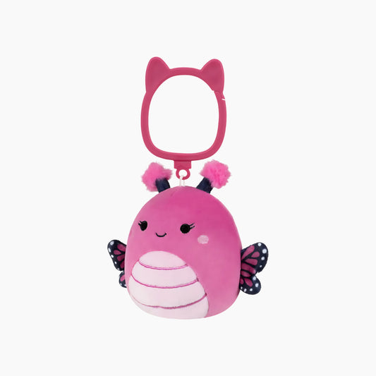 JAZWARES Squishmallows- Clip-On Little Plush 3.5" Marcelina the Raspberry Pink Monarch Butterfly