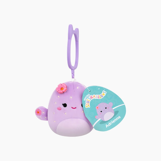 JAZWARES Squishmallows- Clip-On Little Plush 3.5" Adrienne the Purple Barrel Cactus