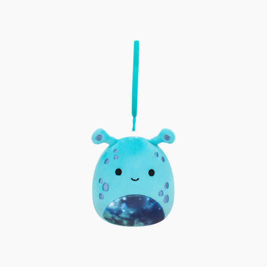 JAZWARES Squishmallows- Clip-On Little Plush 3.5" Garth the Teal Alien with Dark Blue Galaxy Belly