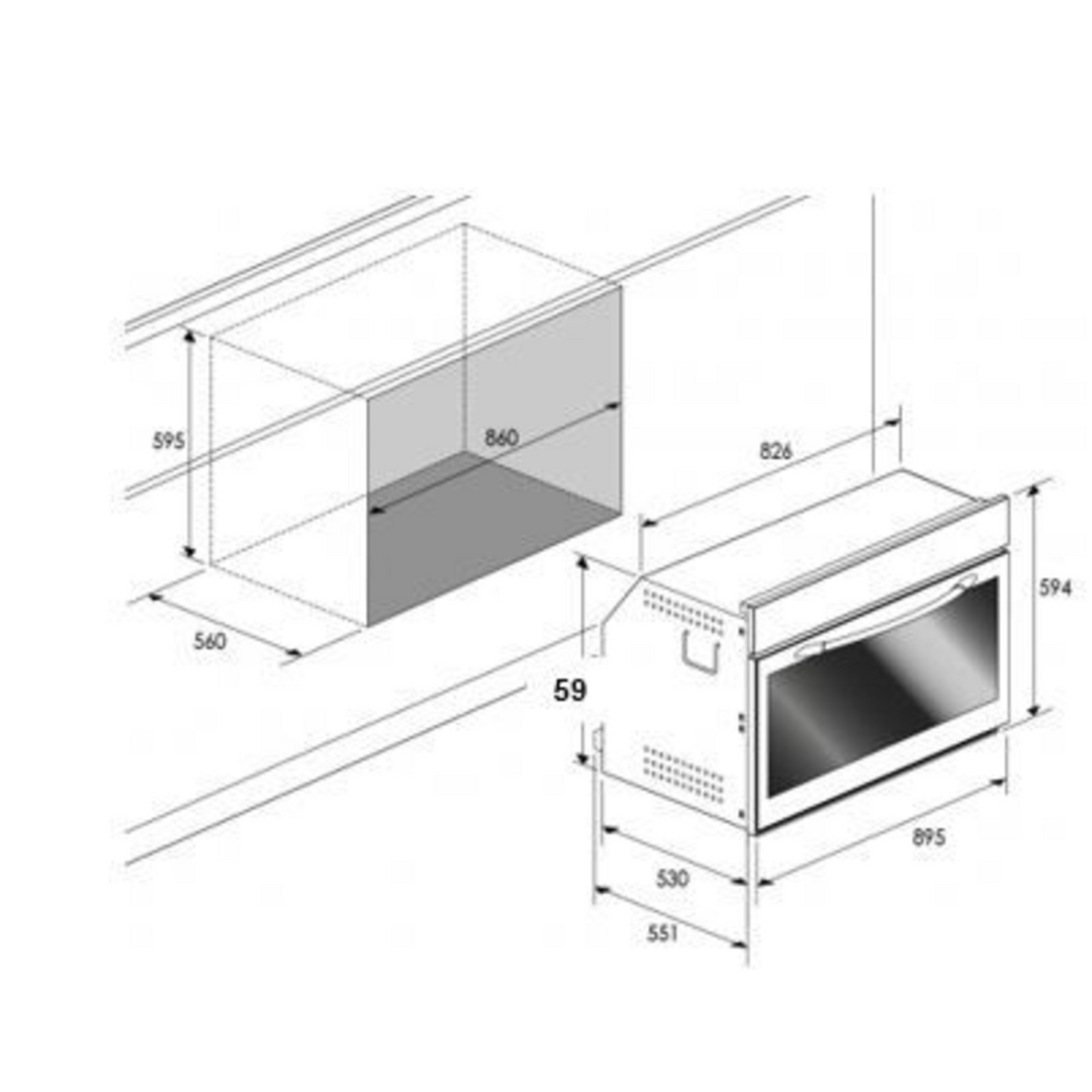 G3 FERRARI 90cm Built-in Oven Steel 125L
