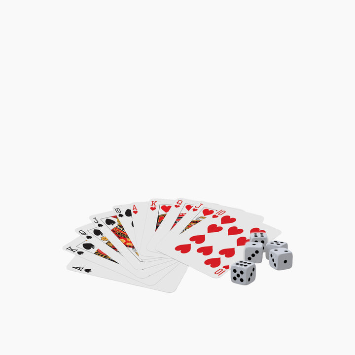 مجموعة أوراق لعب Ambassador Classic Games (مجموعتان) و5 نرد