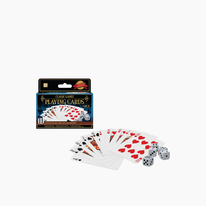 مجموعة أوراق لعب Ambassador Classic Games (مجموعتان) و5 نرد