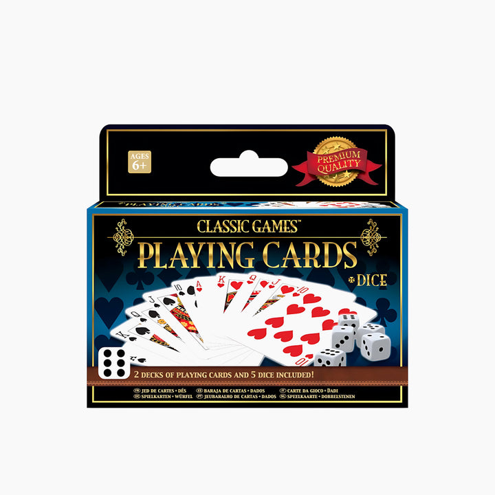 مجموعة أوراق لعب Ambassador Classic Games (مجموعتان) و5 نرد