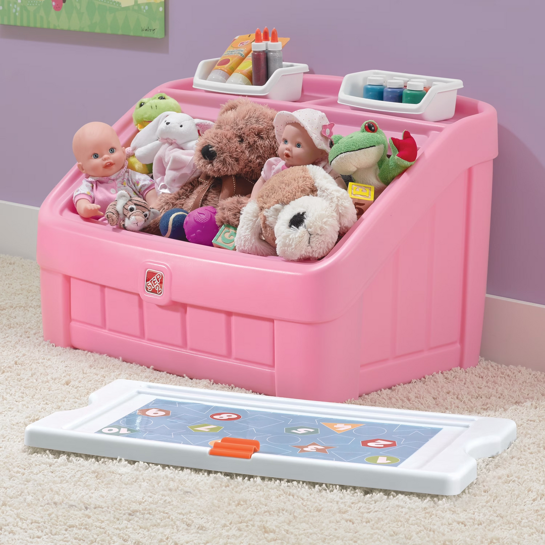 Step 2 2-In-1 Toy Box &amp; Art Lid Pink-Kraft